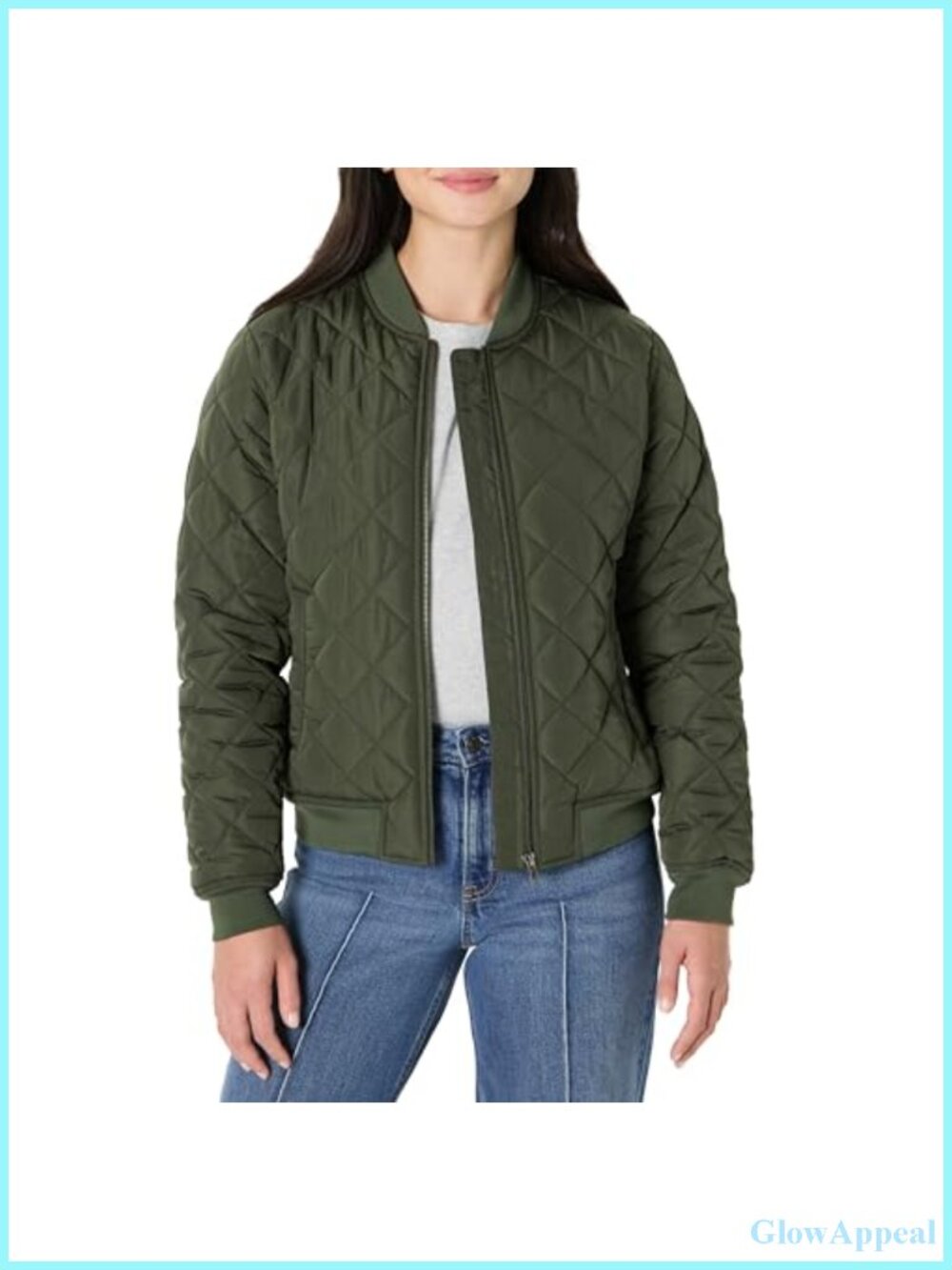 Women's Regular-Fit Quilted Bomber Jacket Water-Repellent Zip Front